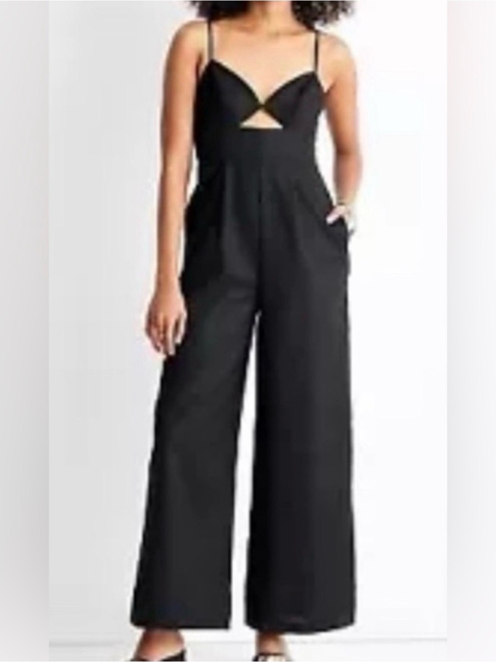 Future collective Black Cutout Wide-Leg Jumpsuit with Spaghetti Straps (new)